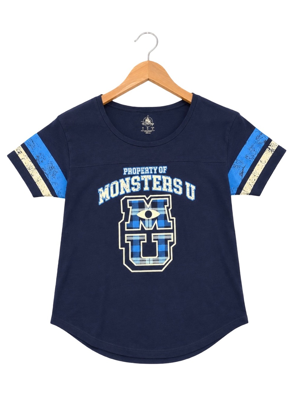 Disney Parks Pixar navy Monster University football academia fitted tee NWOT S